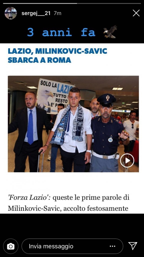 Social, Milinkovic ricorda il suo acquisto