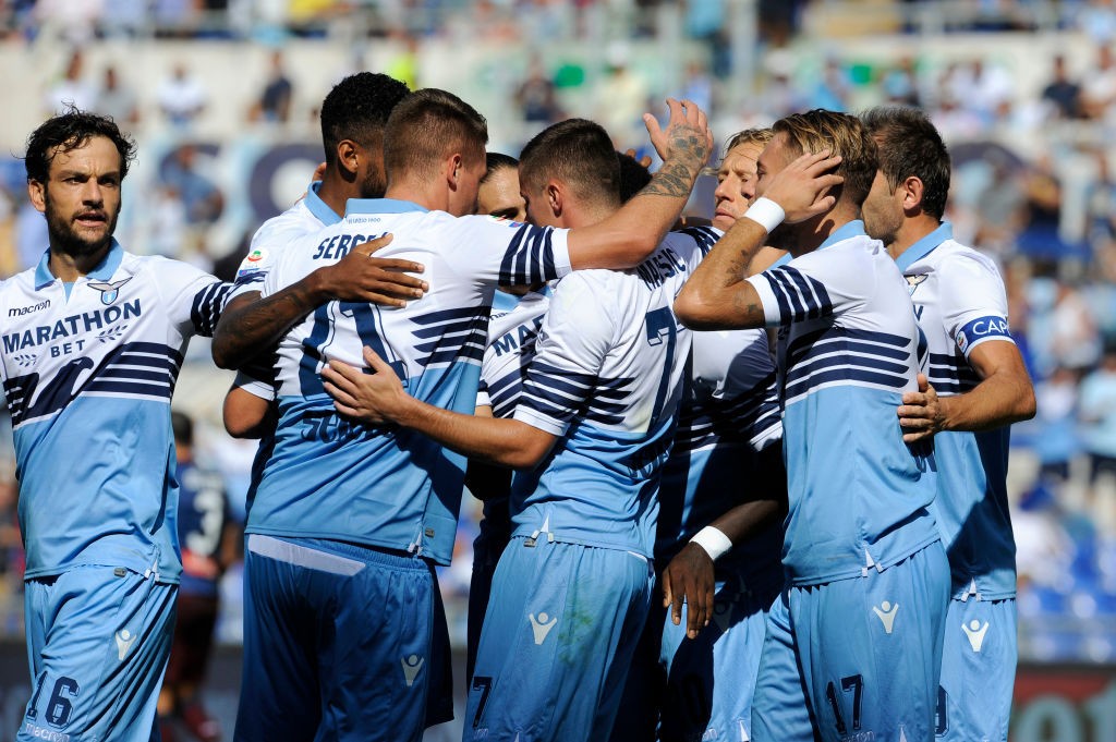 La Lazio festeggia un gol.
