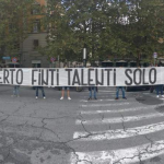 Striscione contro Milinkovic e Luis Alberto