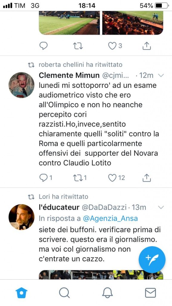 Questo il commento di Mimun sui cori razzisti.