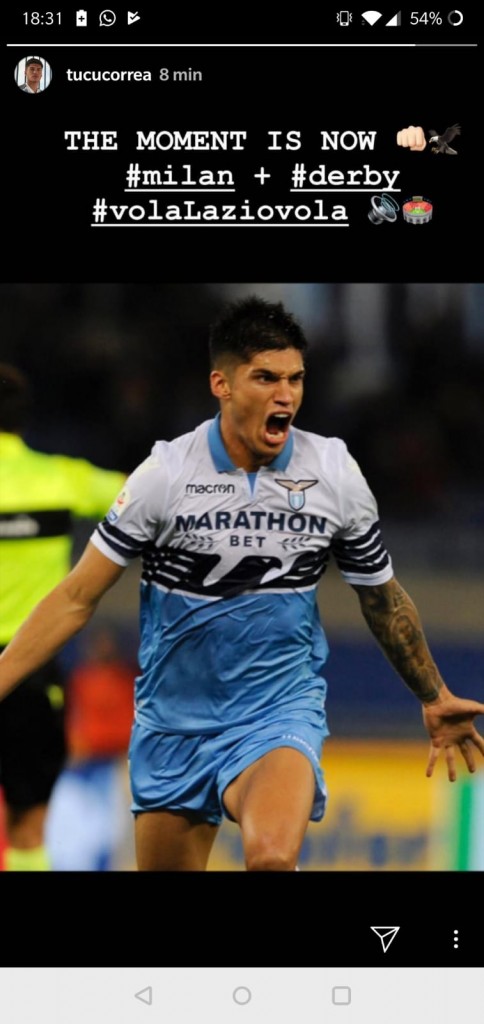 Questa la Instagram Story postata dal Tucu Correa