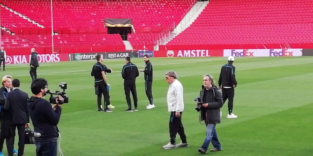 La squadra biancoceleste arriva al Sanchez Pizjuan di Siviglia.