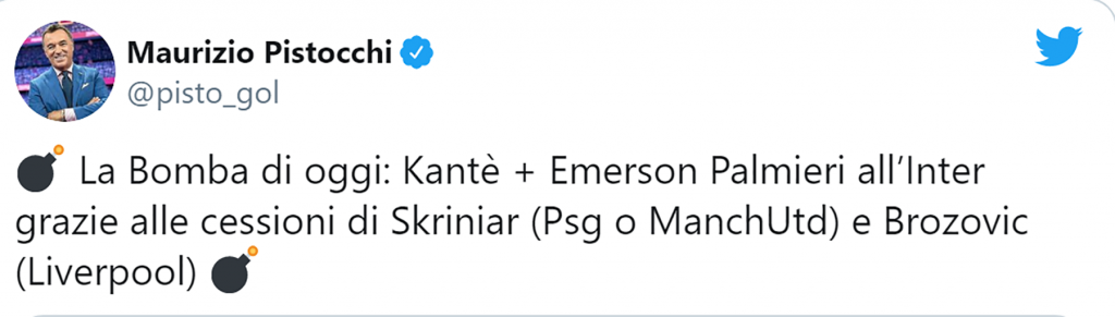 Il tweet di Pistocchi