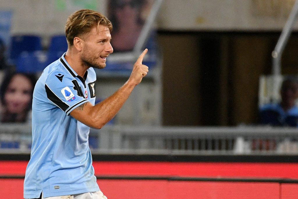 Lazio-Cagliari, l'esultanza di Immobile