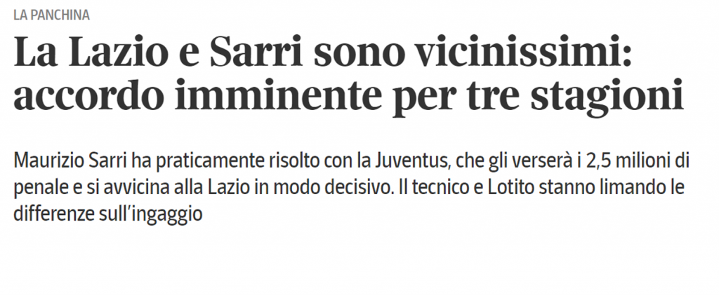 Il titolo scelto dal Corriere della Sera