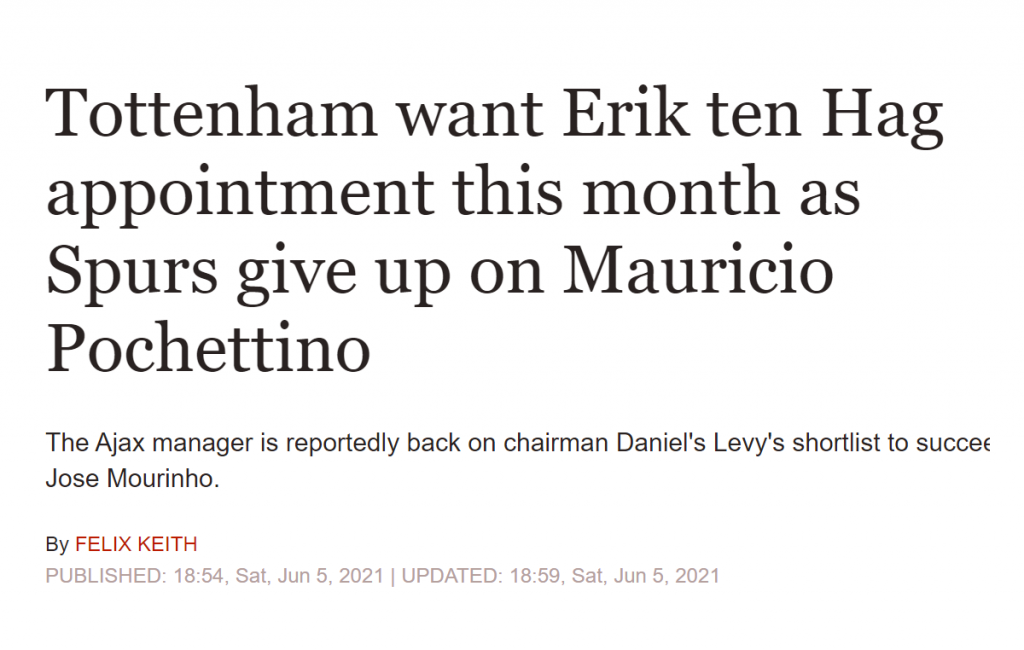 Il Tottenham su Ten Hag