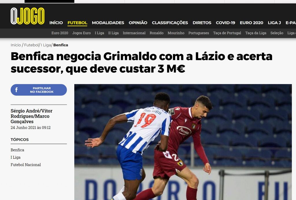 La notizia riportata su O Jogo