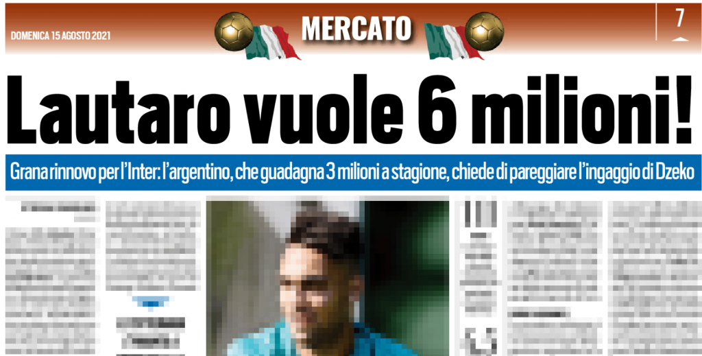 Il titolo scelto da TuttoSport