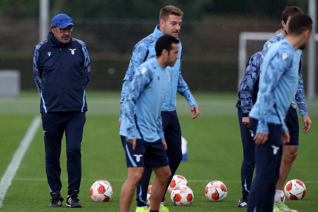 Sarri a Formello con Pedro e Milinkovic