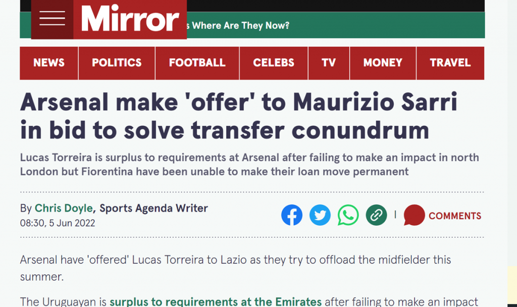 Il Mirror su Torreira