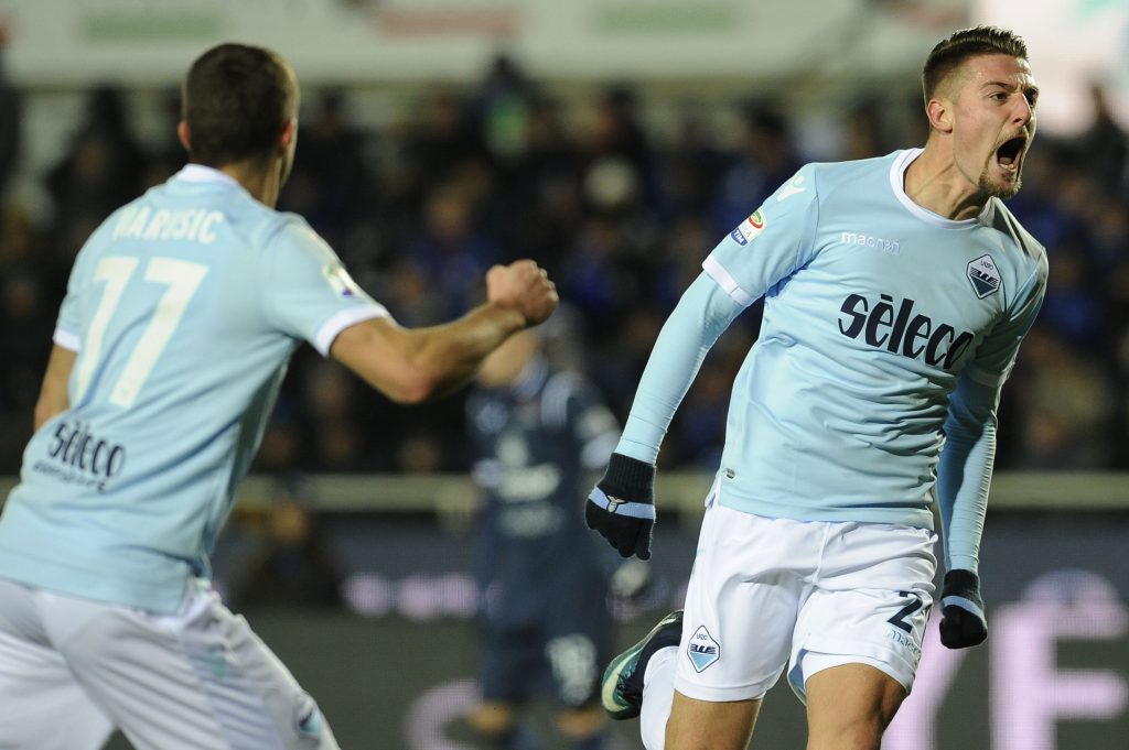 Milinkovic esulta dopo il gol all'Atalanta