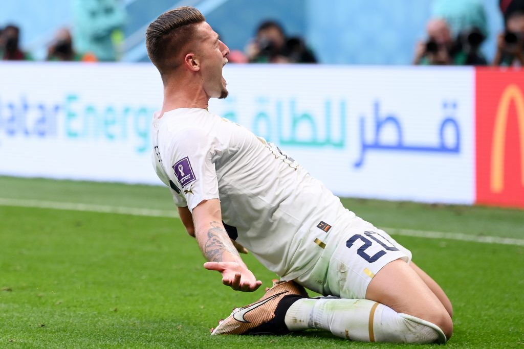 L'esultanza di Milinkovic