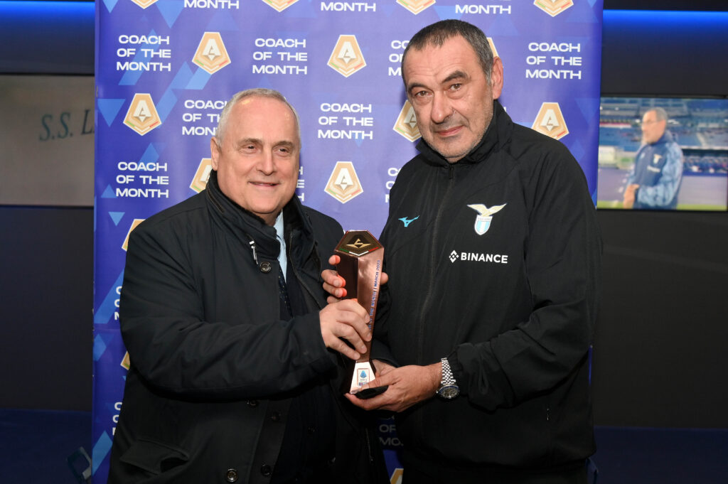 Lotito e Sarri, allenatore del mese di marzo