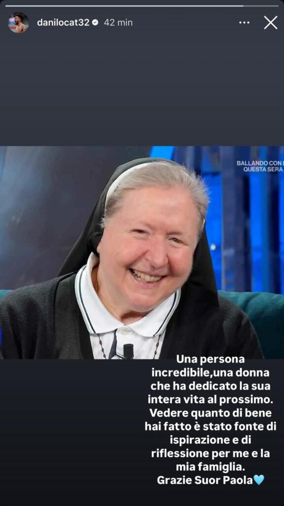 Storia Instagram di Cataldi per Suor Paola