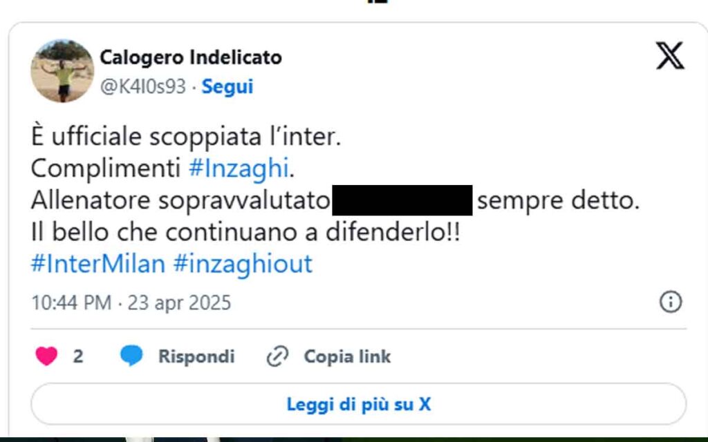 Tweet Inzaghi