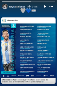 La storia Instagram di Castellanos