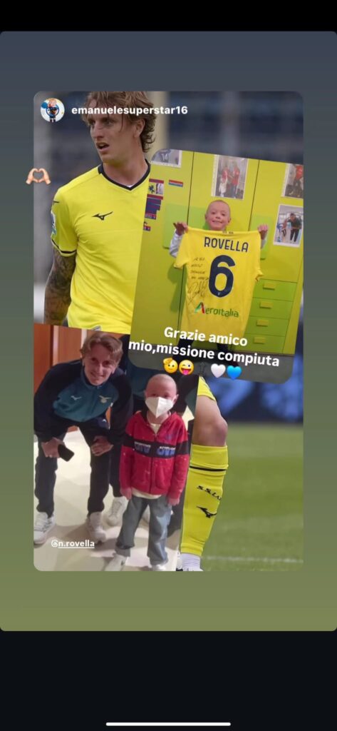 Il post Instagram di Rovella e del piccolo Emanuele
