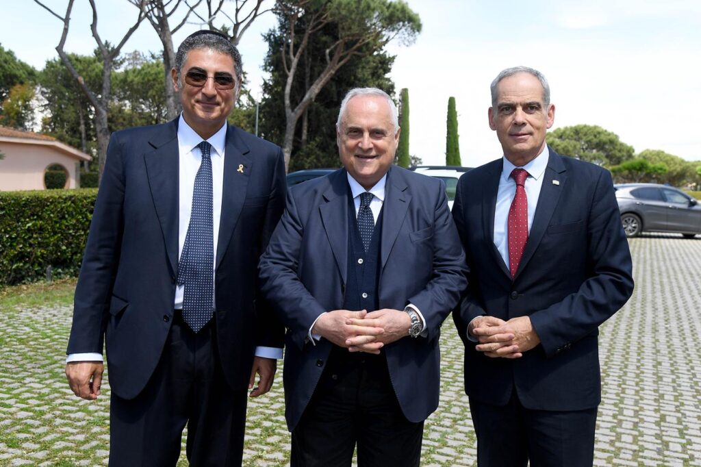 Il Presidente Lotito con capo comunità ebraica Roma ed ambasciatore